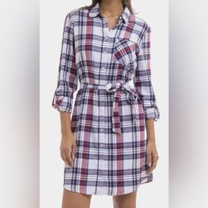 U.S.Polo Assn women long sleeve plaid tie dress